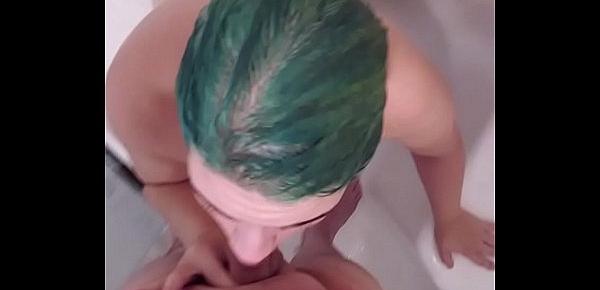  In the Shower with my Nerdy Friend SUCKING his LITTLE Cock!